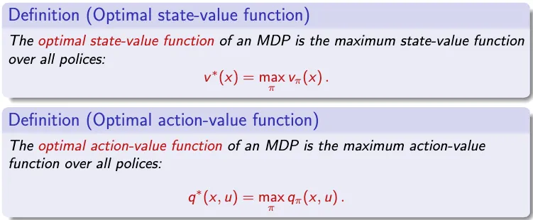 Optimal value functions