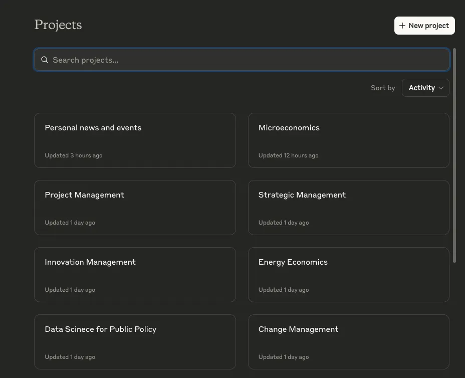 Projects in Claude